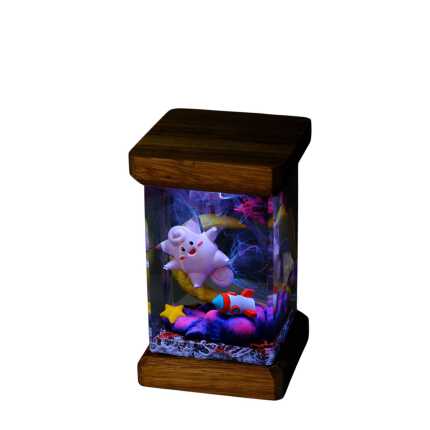 clefairy moon and rocket resin night light handmade resin night light by EpoLume - product photo