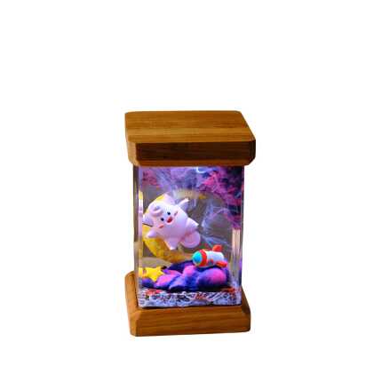 clefairy moon and rocket resin night light handmade resin night light by EpoLume - detail photo 1