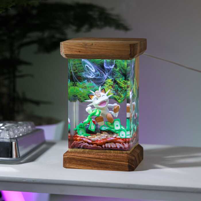 meowth resin night light handmade resin night light by EpoLume - detail photo 1
