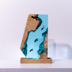 Detail view of Sea Turtle Crystal Block Epoxy Night Light handmade epoxy resin lamp