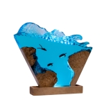 Detail view of Sea Turtle Wave Epoxy Night Light handmade epoxy resin lamp