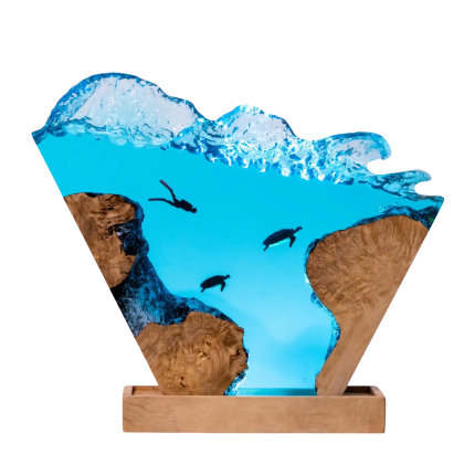 sea turtle wave handmade resin night light by EpoLume - product photo
