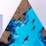 Detail view of Shark Canyon Epoxy Night Light handmade epoxy resin lamp
