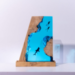 Detail view of Shark Crystal Block Epoxy Night Light handmade epoxy resin lamp