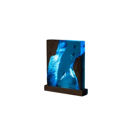 Shark Cylinder Epoxy Night Light handmade epoxy resin night light