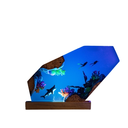 Shark and Shipwreck Epoxy Night Light handmade epoxy resin night light