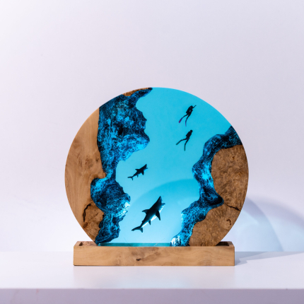 Shark Column Epoxy Night Light handmade epoxy resin night light