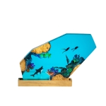 Detail view of Shark and Shipwreck Epoxy Night Light handmade epoxy resin lamp