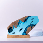 Detail view of Shark Epoxy Night Light handmade epoxy resin lamp