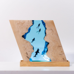 Detail view of Shark Ocean Block Epoxy Night Light handmade epoxy resin lamp