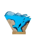 Detail view of Shark Wave Epoxy Night Light handmade epoxy resin lamp
