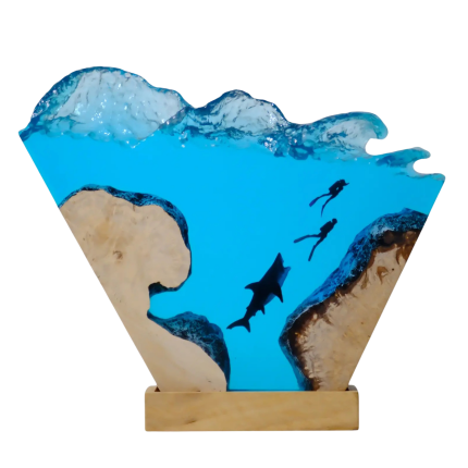 shark wave handmade resin night light by EpoLume - product photov