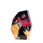 Detail view of Red and Black Wolf Epoxy Night Light handmade epoxy resin lamp