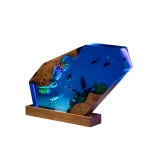 Detail view of Whale Shark and Whale Epoxy Night Light handmade epoxy resin lamp