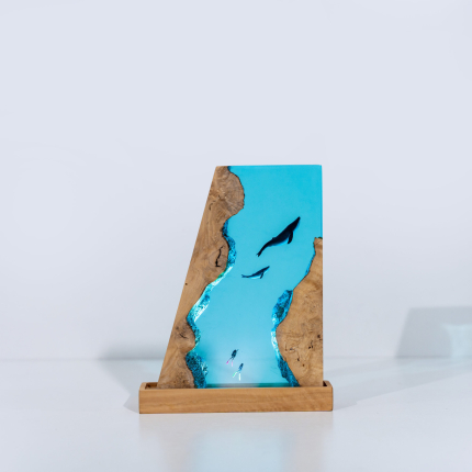 Whale Crystal Block Epoxy Night Light handmade epoxy resin night light