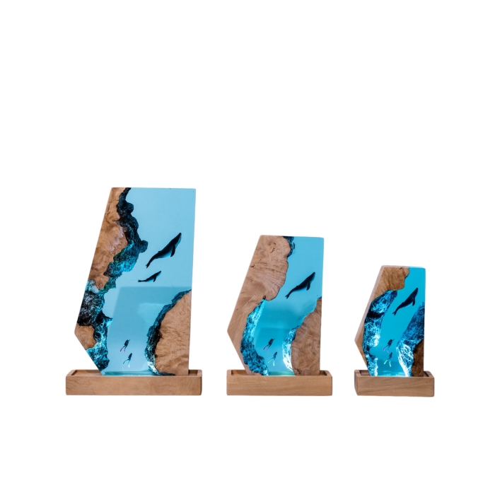Detail view of Whale Crystal Block Epoxy Night Light handmade epoxy resin lamp