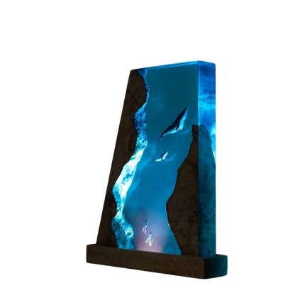 Detail view of Whale Crystal Block Epoxy Night Light handmade epoxy resin lamp