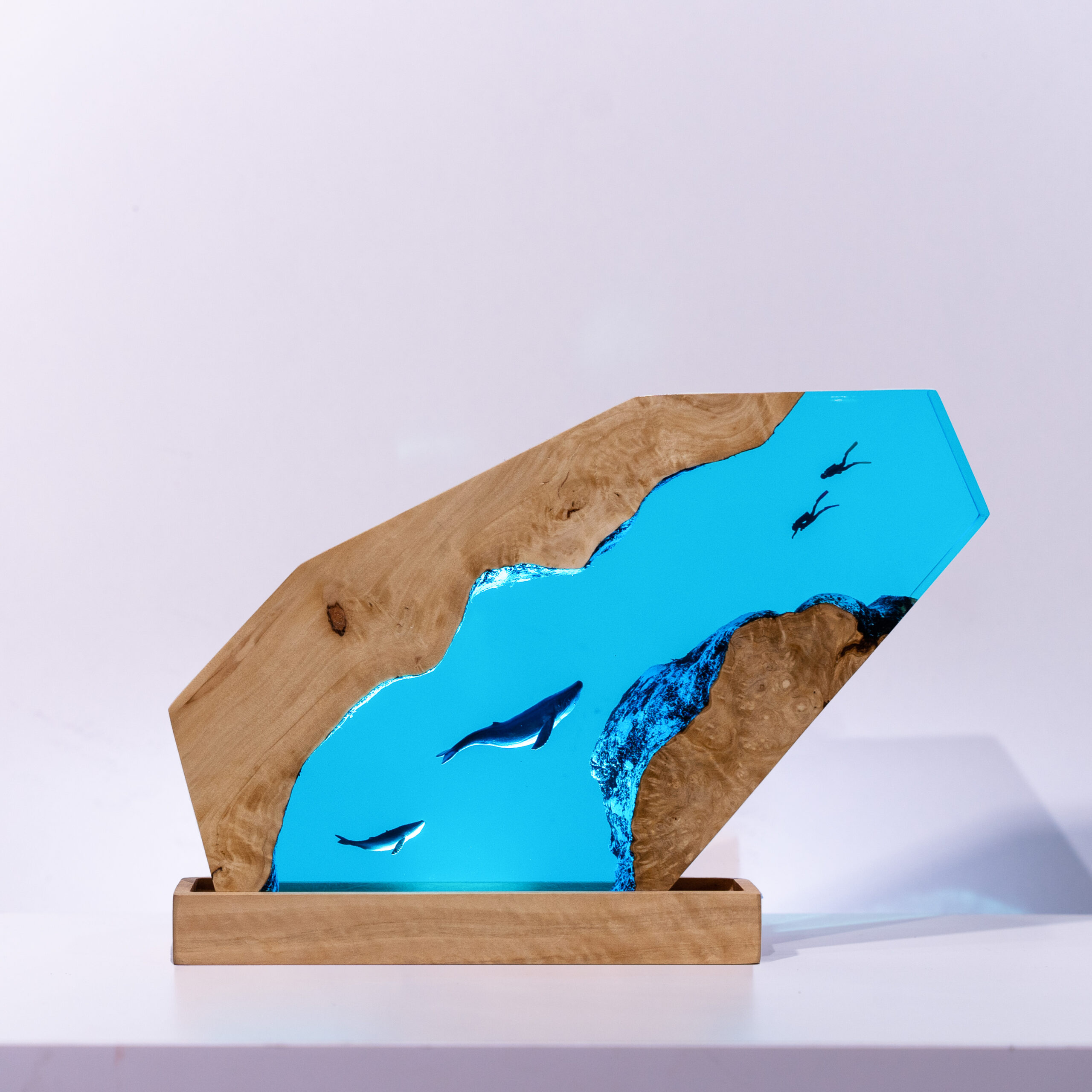 Whale epoxy resin night light for deep ocean mood and collector display
