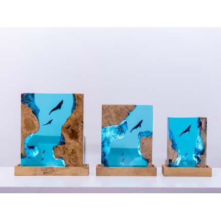 Detail view of Whale Cylinder Epoxy Night Light handmade epoxy resin lamp