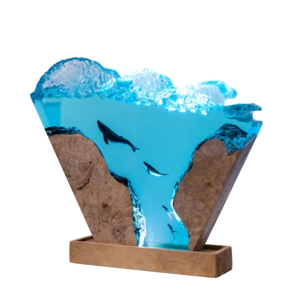 Whale Wave Epoxy Night Light handmade epoxy resin night light