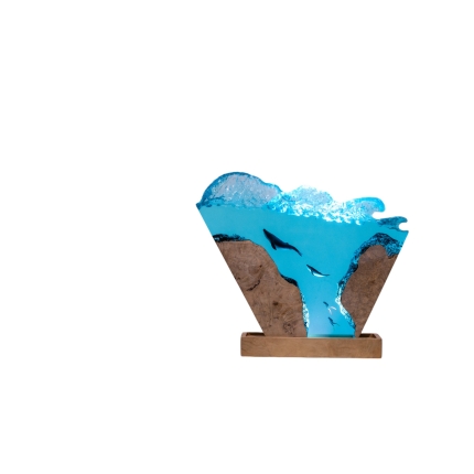 Detail view of Whale Wave Epoxy Night Light handmade epoxy resin lamp