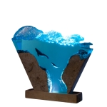 Detail view of Whale Wave Epoxy Night Light handmade epoxy resin lamp
