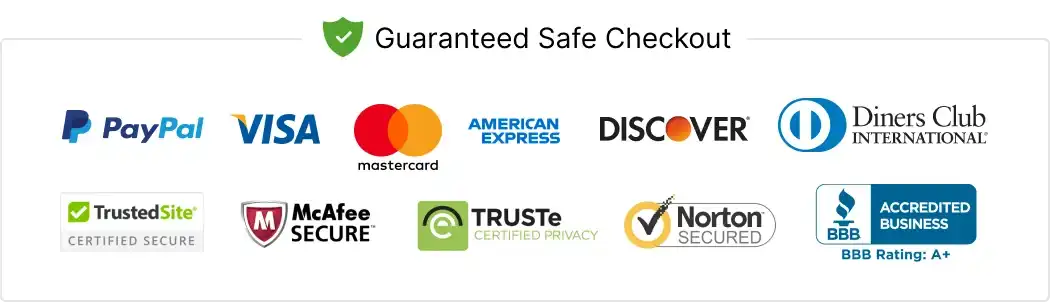 Accepted payment methods: Visa, Mastercard, Amex, PayPal, Discover, Diners Club